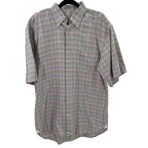 Peter Millar Multi-Color Plaid Mens Short Sleeve Button-Down Shirt Size L